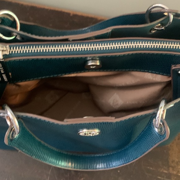 Anne Klein Turquoise Croc Embossed Handbag - Picture 5 of 7